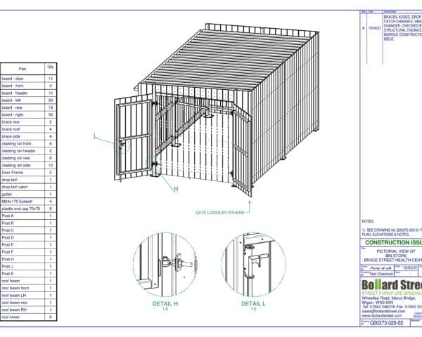 Innovative design of the fire rated bin store, highlighting its modular construction and adaptability for different environments.