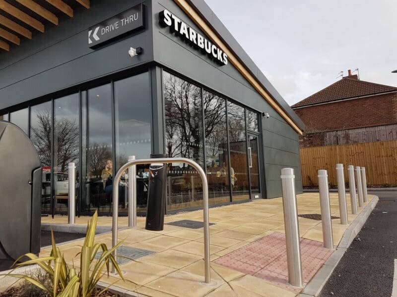 Image showing range of bollards installed at Starbucks